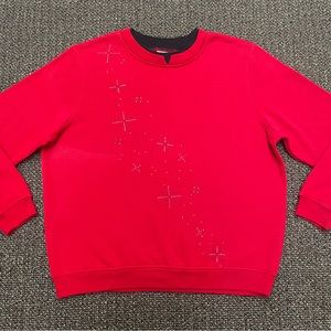 Vintage 90s Baxter & Wells Bedazzled Stars Crew Neck Sweatshirt Size Large